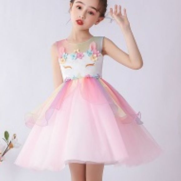 NWT Ohlover Little Girls Unicorn Party Dress Princess Flower Costume Set - Picture 2 of 10